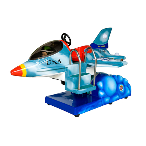 Fighter Jet Kiddie Ride Blue