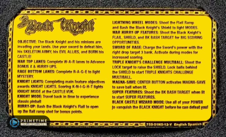 Black Knight Rules card
